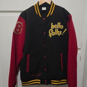 Disney Mickey Mouse & Pluto Varsity Letterman Jacket Original Hello Folks L